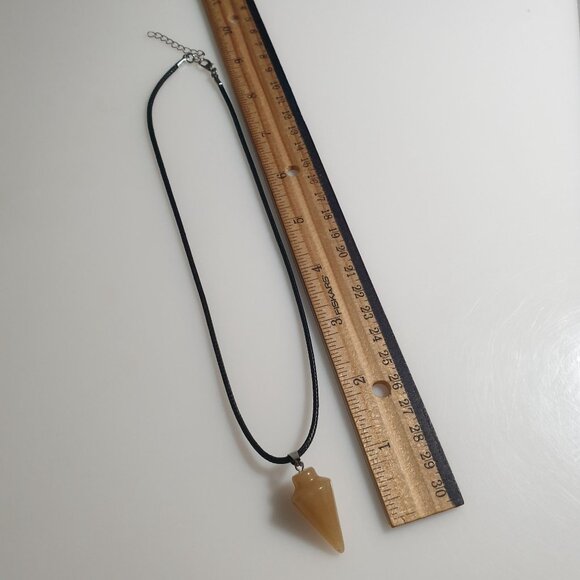 Natural Stone Pendulum Point Pendant Necklace Black Cord Jewelry Gift Spirit - Picture 5 of 5